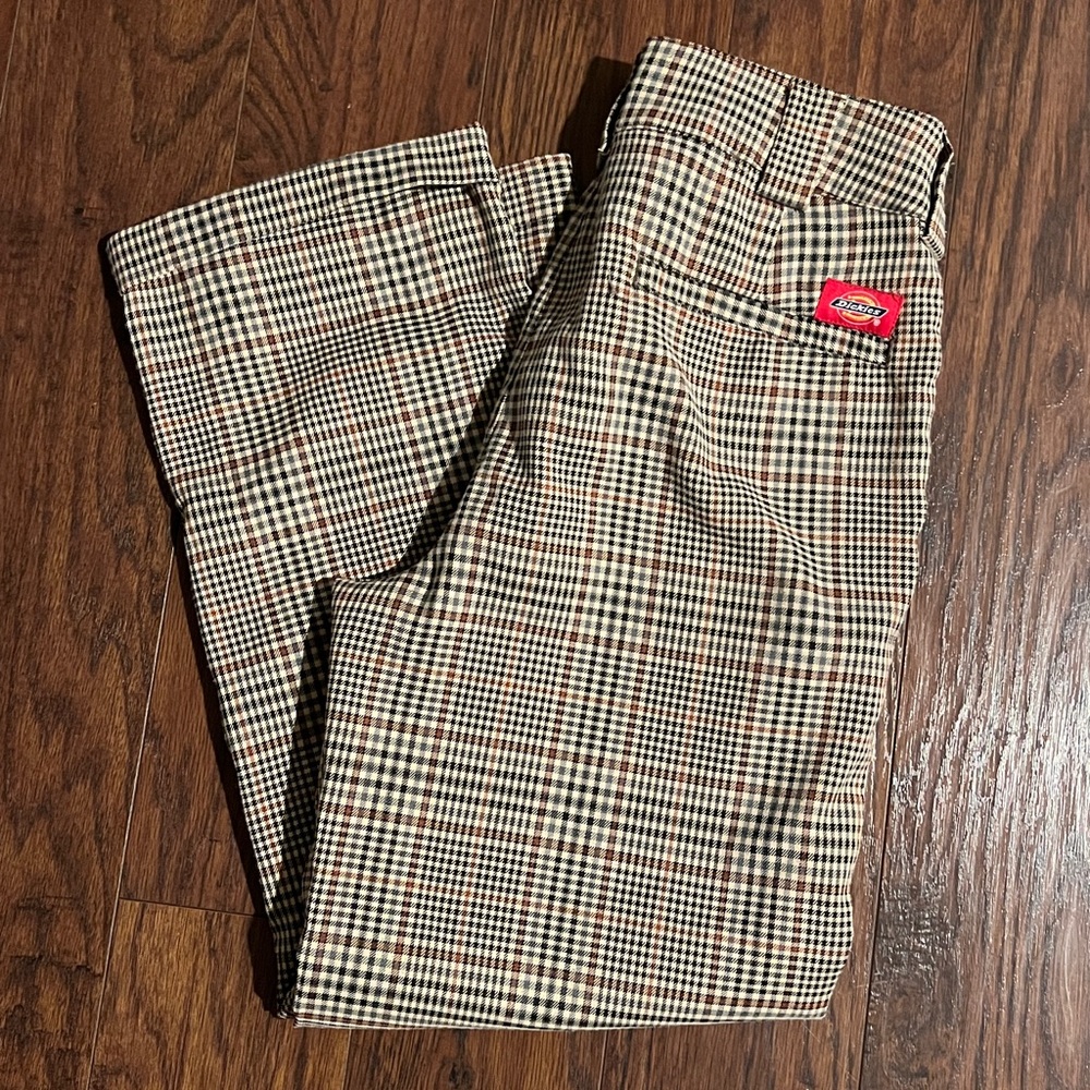 Dickies Girl Plaid Cropped/Ankle Pants, Brown, size 5 - Picture 6 of 9